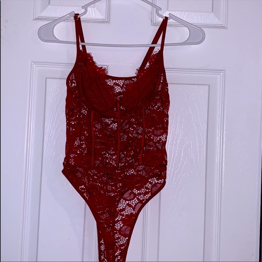 Red lace bodysuit